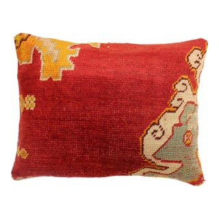 Large Red Oushak Rug Pillow For Sale