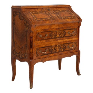 Early 19th Century France Louis XV Brown Wood Writing Desk For Sale