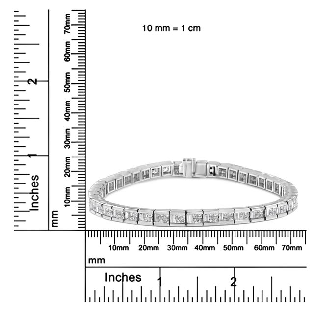 14K White Gold 4 3/8 Cttw Alternating Invisible Set Princess and Baguette Diamond Tennis Bracelet (G-H Color, VS1-VS2 Clarity) - Size 7" For Sale In New York - Image 6 of 6