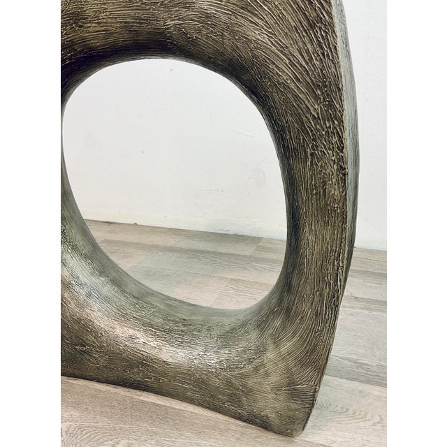 Mid-Century Modern Modern Brutalist Inspired Geometric Textured Antique Silver Side Table For Sale - Image 3 of 3