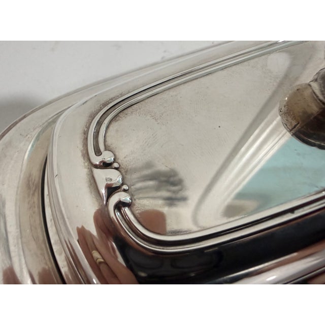Metal Antique Silver Plate Butter Dish With Glass Insert - From England For Sale - Image 7 of 8