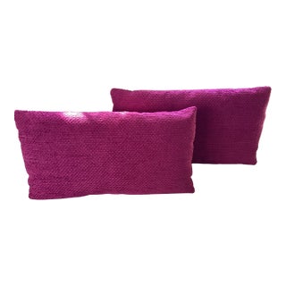 New Custom Handmade Designers Guild Chenille Fuchsia, Fabric, Rectangular Pillows (Each $250 Wholesale) For Sale