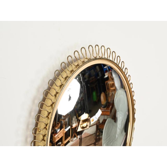 Mid-Century Modern Round Brass Mirror with Wavy Frame by Gio Ponti, Italy, 1950s For Sale - Image 11 of 13