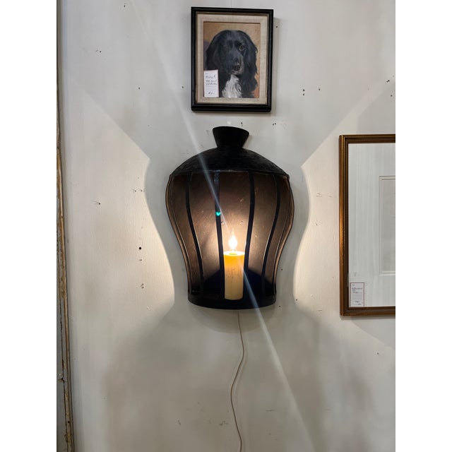 Black Antique Hand Forged Wrought Iron Sconces - a Pair For Sale - Image 8 of 9
