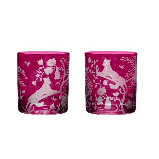 Artel ARTEL Chinoisserie Collection Small Tumbler Glasses in Fuchsia, Set of 6 For Sale - Image 4 of 4