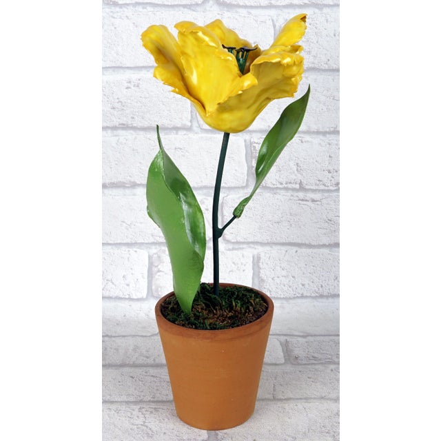 Yellow Porcelain Parrot Tulip by Didier Gardillou For Sale - Image 4 of 7