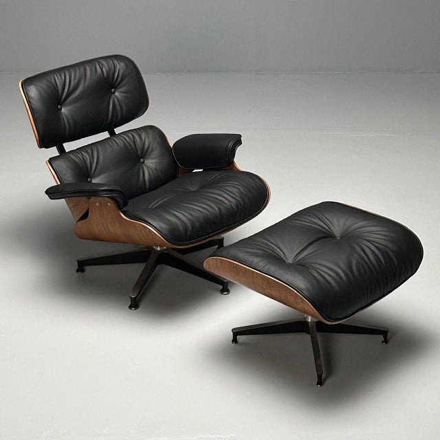 Charles & Ray Eames, Mid-Century Modern, Eames Lounge Chair, Black Leather, Wood An authentic Herman Miller 670 lounge...