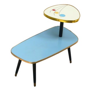 Mid-Century German Side Table with Levels in Blue and White, 1950s For Sale