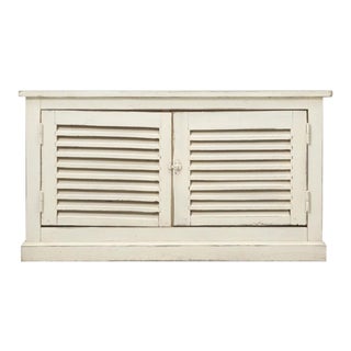 Country French Louvered Cabinet or Low Buffet For Sale