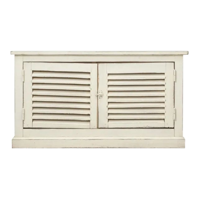 Country French Louvered Cabinet or Low Buffet For Sale