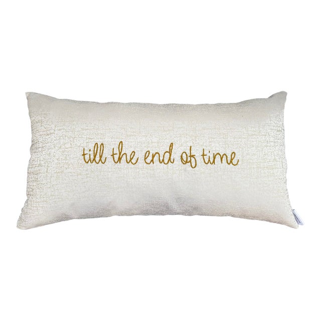 "Till the End of Time" Embroidered Pillow For Sale