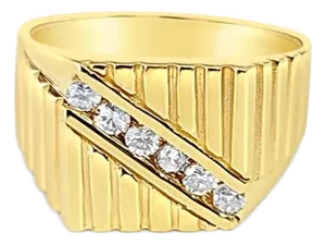 Diagonal Diamond Mens Wedding Band .36cttw 14k Yellow Gold, Size 5
