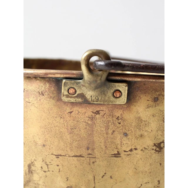 French Country Antique E. Miller Brass Hearth Pot For Sale - Image 3 of 13