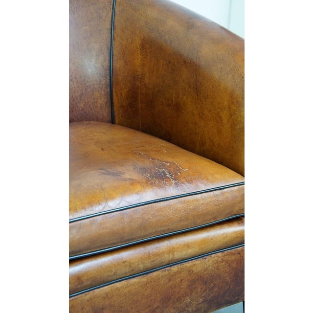 Vintage Club Chair in Sheep Leather For Sale - Image 9 of 13