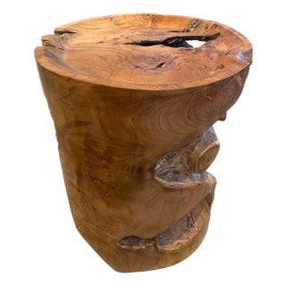Andrianna Shamaris Organic Natural Teak Wood Tray Side Table For Sale