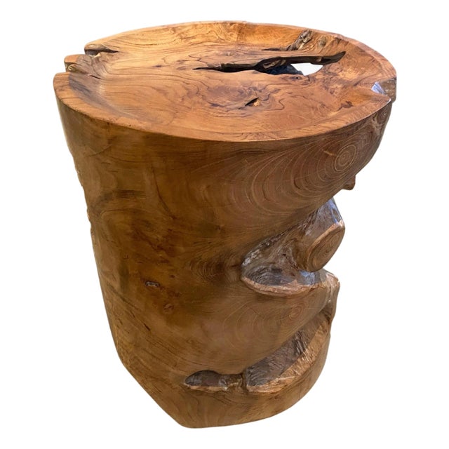Andrianna Shamaris Organic Natural Teak Wood Tray Side Table For Sale