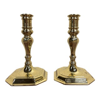 Vintage Baldwin Solid Brass Colonial Williamsburg / Federal Candlesticks - Pair For Sale