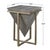This upside down geometric "pyramid" is finished in a rich mushroom gray faux shagreen, nestled into an iron base finished...