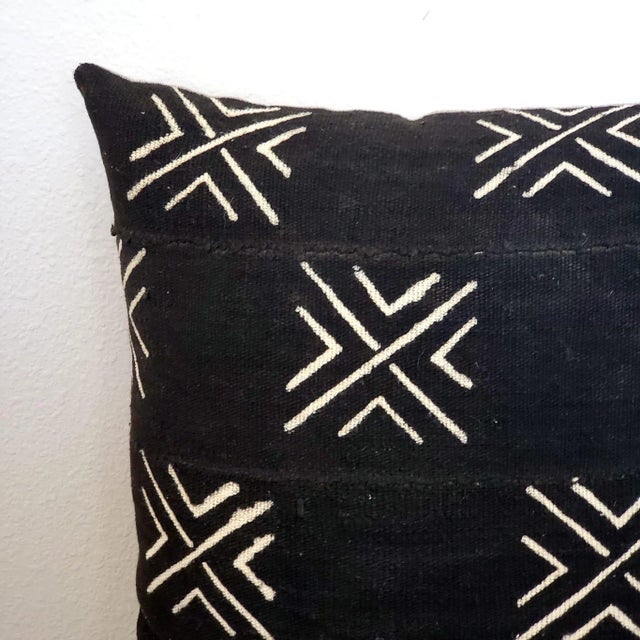 Mid-Century Modern Black Mudcloth Pillow Cover For Sale - Image 3 of 4