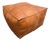 Square Leather Pouf With Piped Edges For Sale