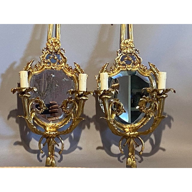Late20C French Maker Louis XVI Antique Bronze Sconces Wall Lamps -Pair For Sale - Image 13 of 18