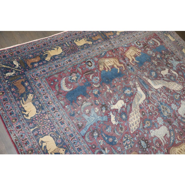 Animal Motif Persian Meshed early 20th Century Rug - 10'1" x 13'5" For Sale - Image 12 of 14