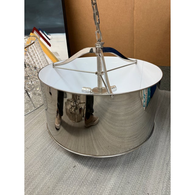 Contemporary Robert Abbey Porter Nickel Light Pendant For Sale - Image 3 of 12