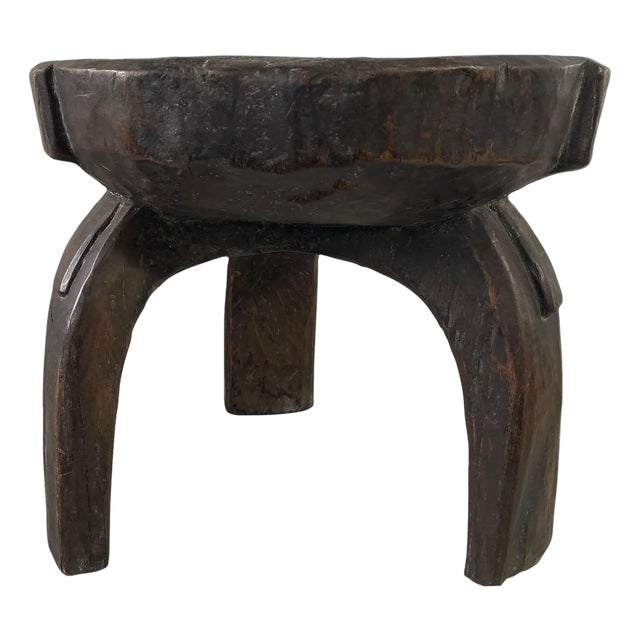 African Vintage Wood Milk Stool Hehe Gogo People Tanzania 12" H For Sale