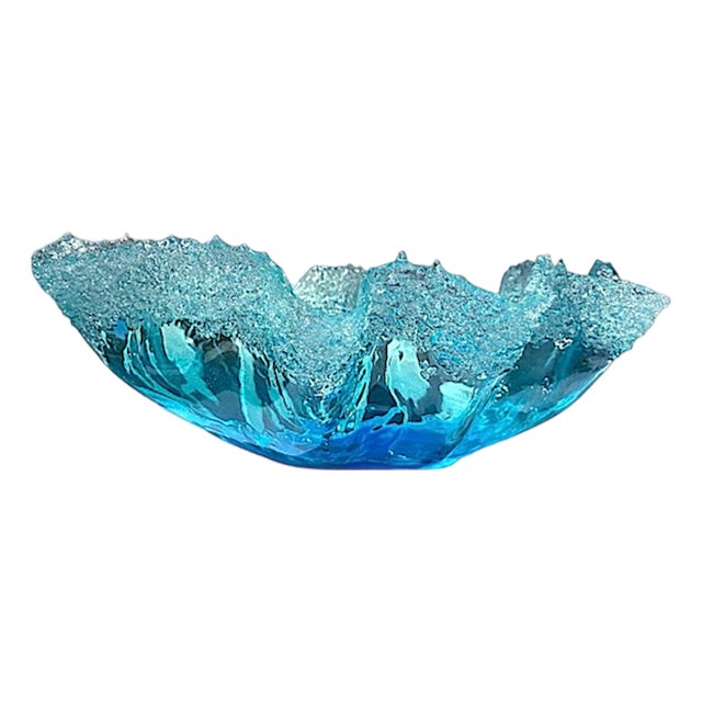 Contemporary Coastal Resin Wave Bowl For Sale