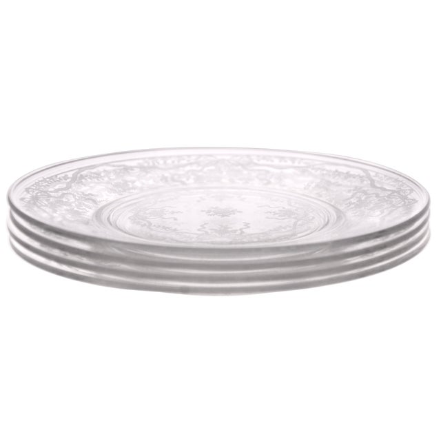 Traditional Early 20th Century Fostoria Etched Glass Dessert Plates - Set of 4 For Sale - Image 3 of 3