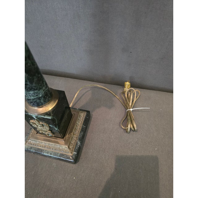 Late 20th Century Corinthian Column Marble and Bronze Lamp For Sale - Image 4 of 8