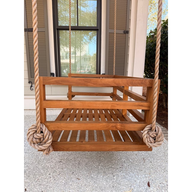 Modern Coastal Teak Swing Bed – Del Mar For Sale - Image 4 of 10