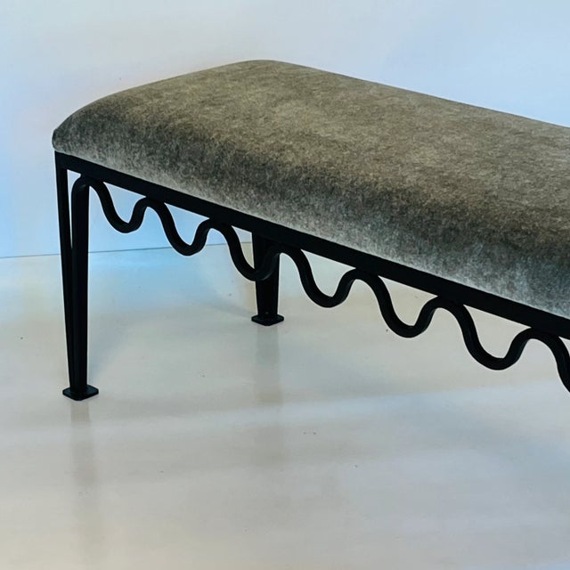 DESIGN FRERES 'Méandre' Bench by Design Frères in Mohair Velvet For Sale - Image 4 of 7