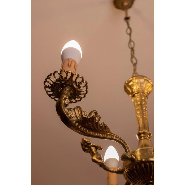 Italian Early 20th Century Italian Brass Chandelier With Kids For Sale - Image 3 of 13