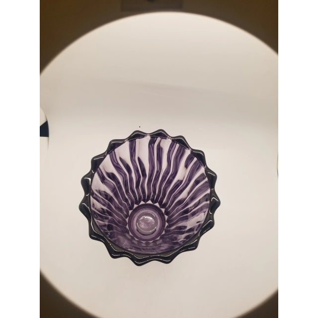 Vintage Lilac Bohemian Czech Art Glass Vase with a glass pedestal base