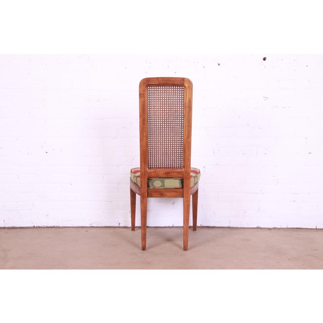 Henredon MidCentury Modern Oak and Cane High Back Dining Chairs, Set