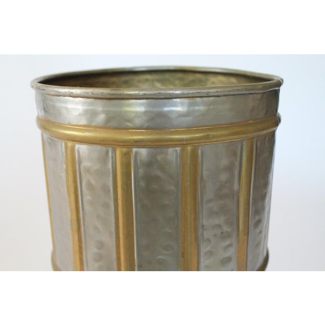 Vintage Hammered Brass Umbrella Holder For Sale - Image 4 of 9