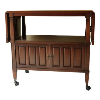 Mid Century Modern Walnut Drop Leaf Bar Cart For Sale