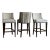 Two-Tone Linen and Stripe Bar Stools With Brass Footrails by Wesley Hall, Set of 3 For Sale
