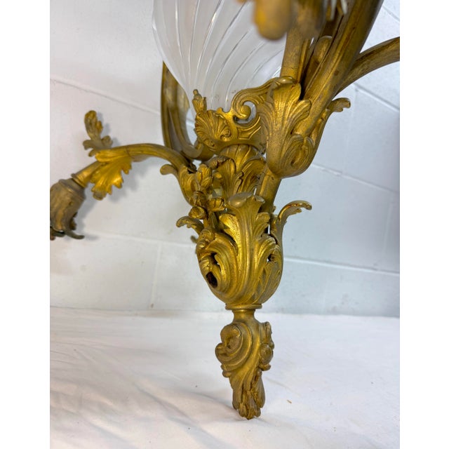 Large Antique Ornate Louis XV Dore Bronze French Ceiling Chandelier Fixture For Sale - Image 15 of 15