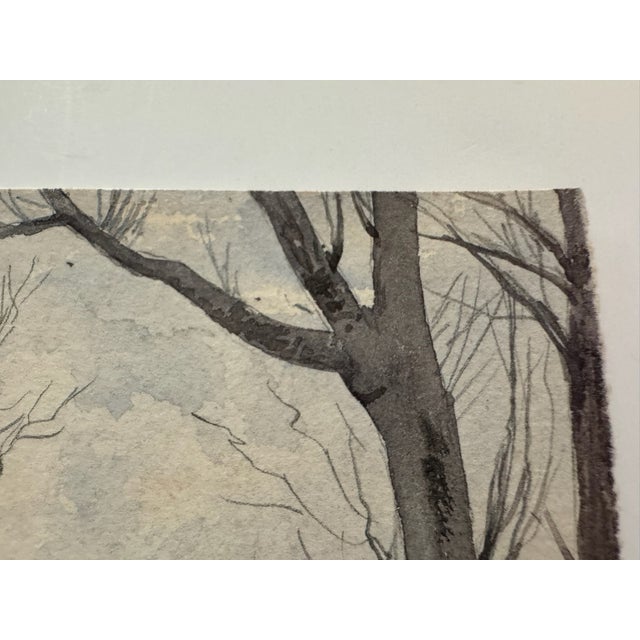 Early 20th Century Attributed to Frank Henry Mason Woodland Stream Bridge Original Watercolor For Sale - Image 4 of 7