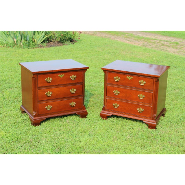 I was delighted to have found this pair of Baker Furniture traditional nightstands! Their elegance is timeless, and the...