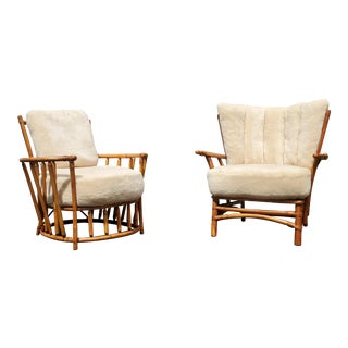 A Pair of Mid-Century Modern Bamboo Lounge Chairs For Sale