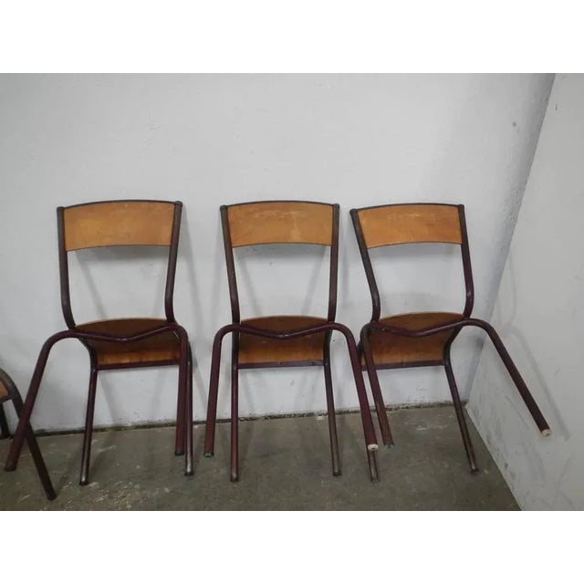 Maroon Stackable Chairs from Mullca, 1960s, Set of 6 For Sale - Image 8 of 11