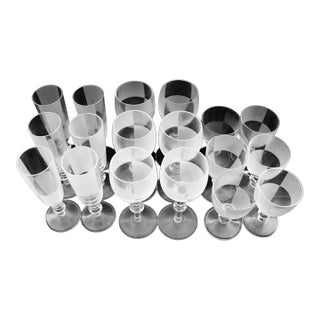 1980s Art Deco Hermes Paris Crystal Glasses - Set of 18 For Sale