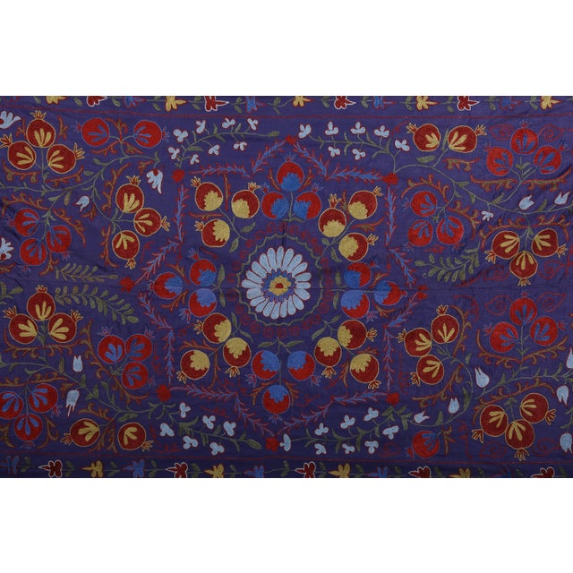 Purple Vintage Silk Suzani Throw - Tribal Tapestry For Sale - Image 8 of 10