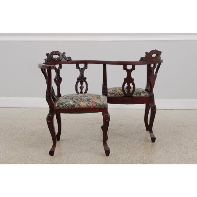 Age: C.1900-1910 Details: Older Finish w. Alligation High Quality Construction Reupholstered Seats In Tapestry Type...