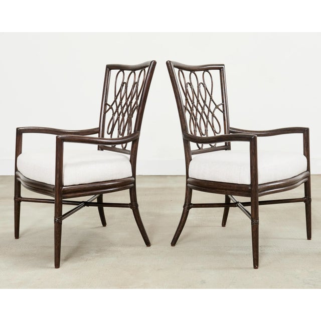 2000 - 2009 Set of Four Barbara Barry Rattan Script Dining Chairs For Sale - Image 5 of 18