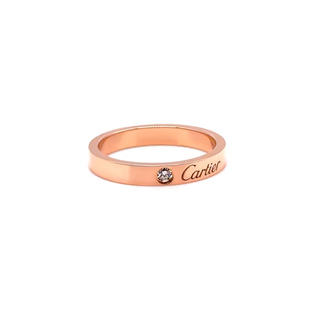 2020s Cartier 18ct Rose Gold C De Cartier Diamond Wedding Band Ring 0.03ct 4g, Size 7.5 For Sale - Image 5 of 6