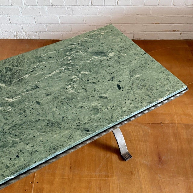 Metal Iron & Green Marble Coffee Table For Sale - Image 7 of 9